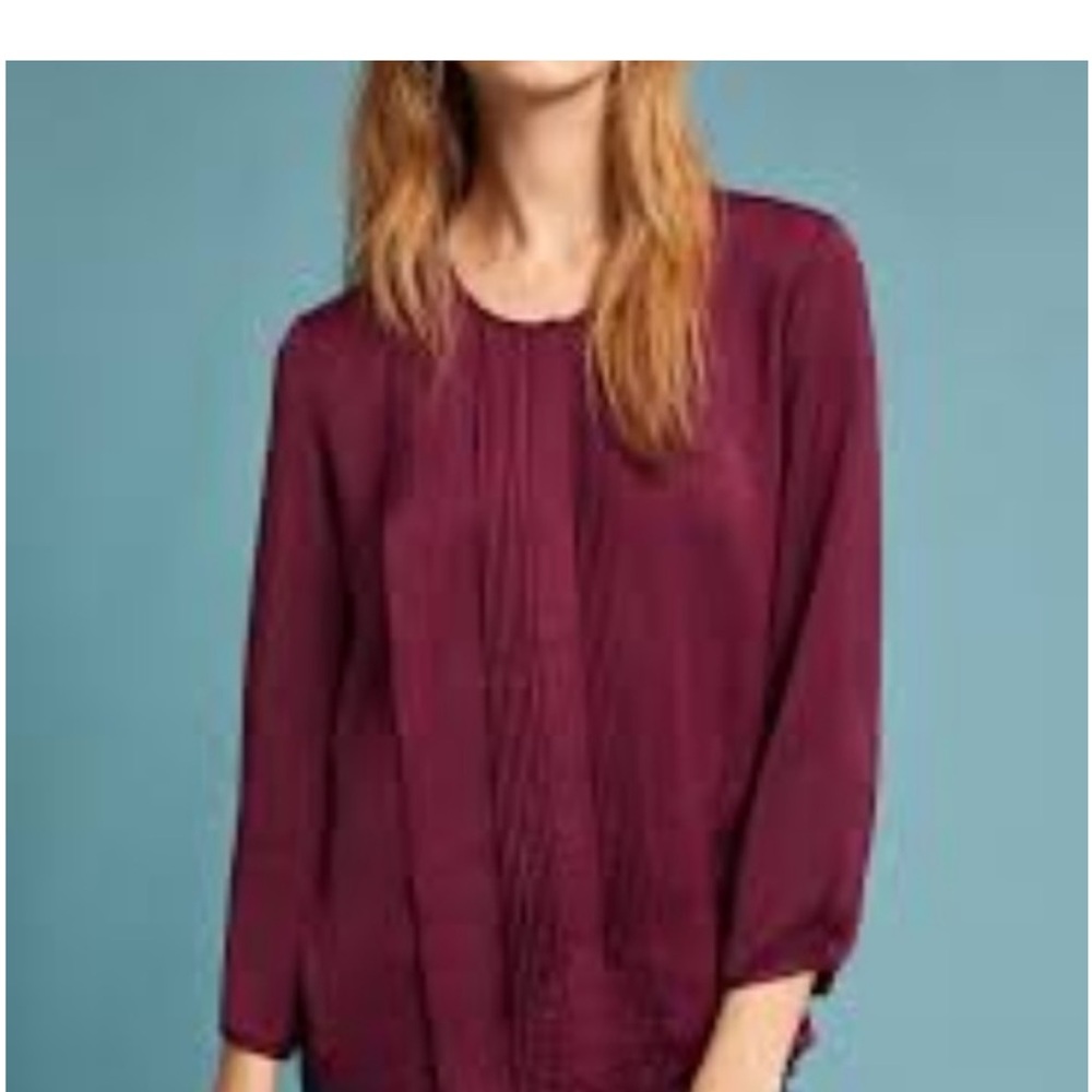 Anthropologie Dolan Pleated 3/4 Sleeve Blouse